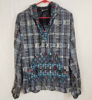 Ixchel hand embroidered patchwork hoodie Size small Hippie Boho Casual
